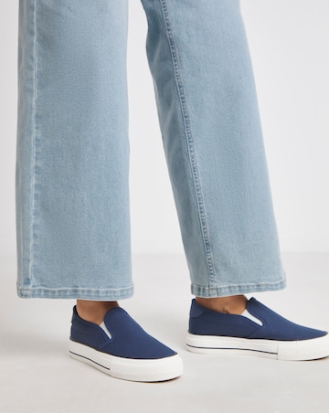 Cali Slip On Canvas Trainer - Wide Fit (E)
