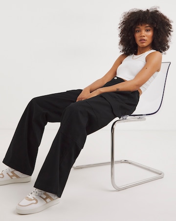 Black Adjustable Double Pocket Cargo Trousers