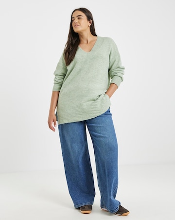 Cosy Yarn Sage V-Neck Tunic