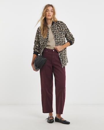 Leopard Print Soft Zip Through Bomber Jacket