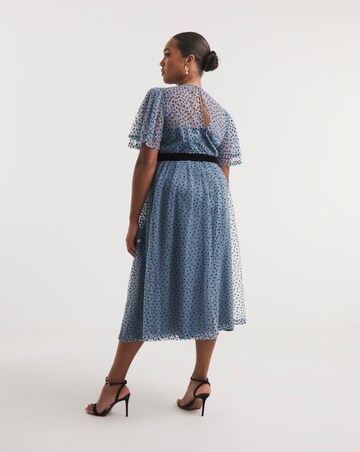Joanna Hope Mesh Spot Midi Dress