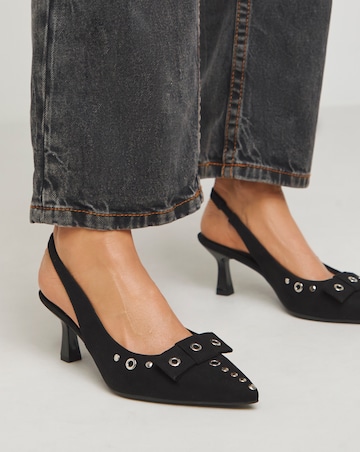 Delia Eyelet Detail Slingback Pointed Court Shoes Extra Wide EEE Fit