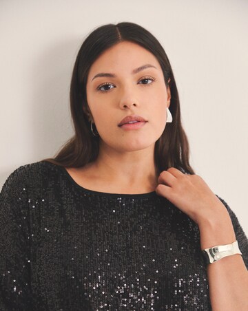 Black Linear Sequin Oversized T-Shirt