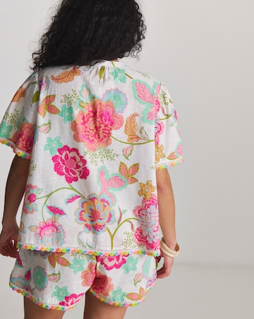 Figleaves Cotton Beach Shirt And Short Co-Ord Floral Print