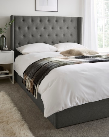 Allegra Winged Fabric Ottoman Bed with 3 Layer Memory Foam Hybrid Mattress