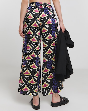 Geo Print Satin Wide Leg Trousers