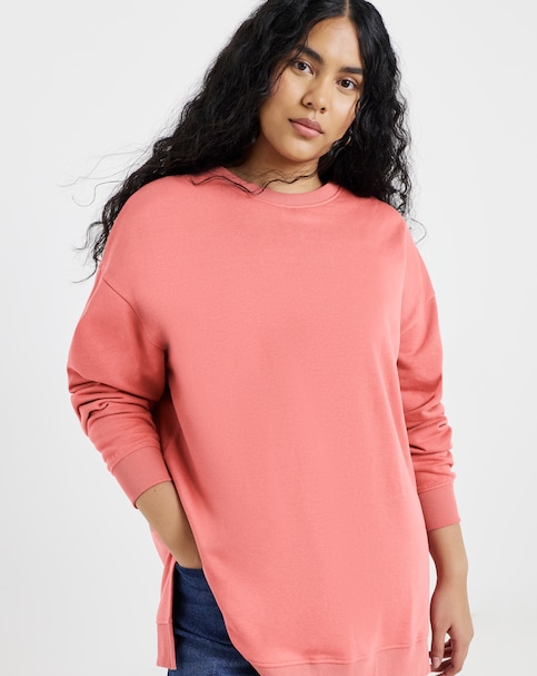 Simply Be Rose Side Split Sweatshirt Tunic