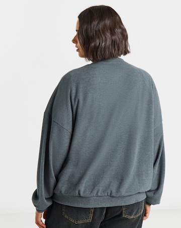 Charcoal Marl Cut & Sew Zip Up Bomber Jacket