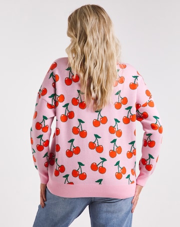 Pink & Red Cherry Pattern Jumper