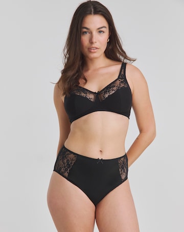 Pretty Secrets (2 Pack) Cotton Lace Full Fit Brief Knickers Black/White