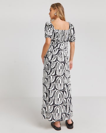 Ruched Front Linen Mix Maxi Dress