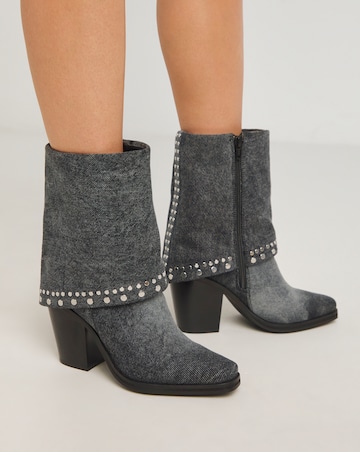 Enid Western Studded Cuff Ankle Boots Wide E Fit