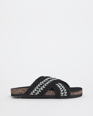 Ines Crochet Crossover Footbed Sandals - Wide Fit (E)