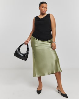 Black Jersey Cowl Neck Top