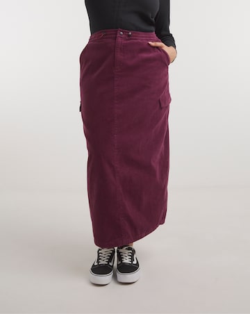 Burgundy Cord Cargo Maxi Parachute Skirt