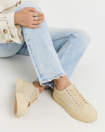 Sicilly Canvas Trainers Chunky Ribbed Sole - Extra Wide Fit (EEE)