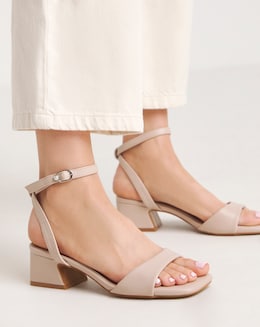 Amber Barely There Low Block Heel Sandals - Wide Fit (E)