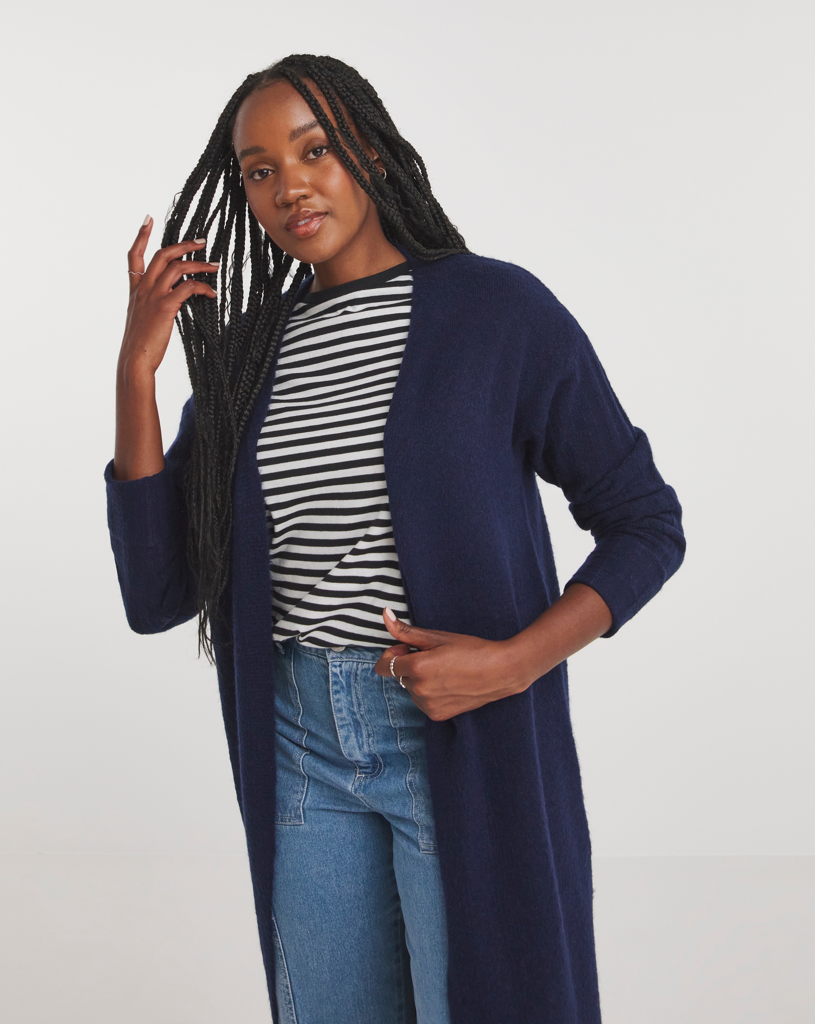 Navy Longline Maxi Cardigan Simply Be