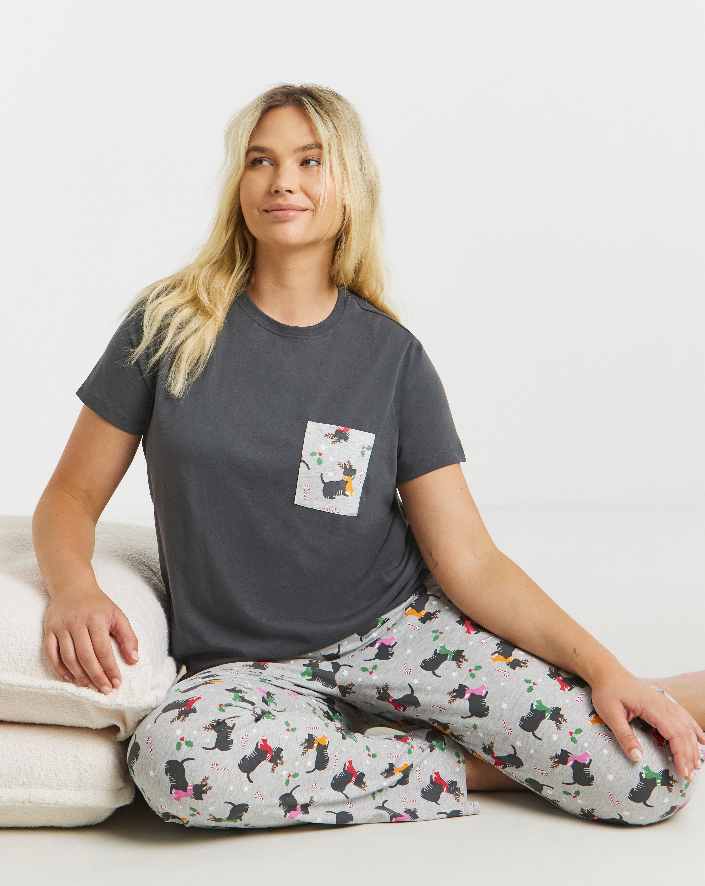 Pretty Secrets Christmas Scottie Dog Value Pyjama Set