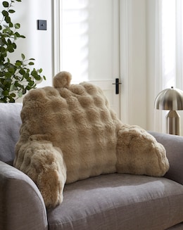 Bubble Faux Fur Back Support Cushion - Natural