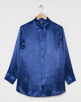 Navy Premium Satin Relaxed Shirt