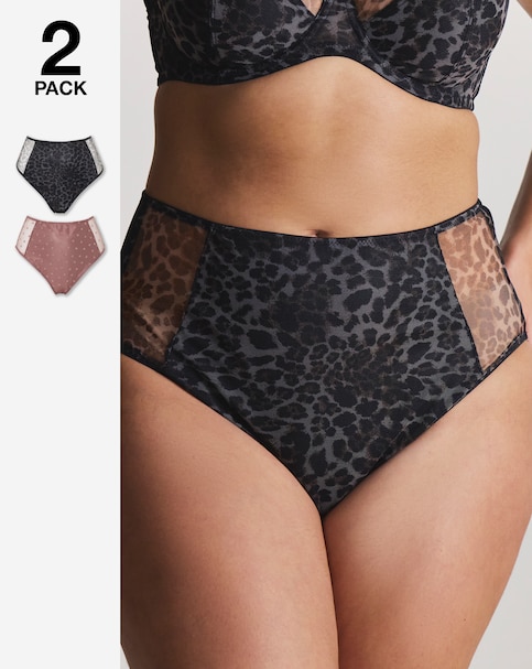 Pretty Secrets (2 Pack) Hannah Animal & Heart Print Full Brief Knickers