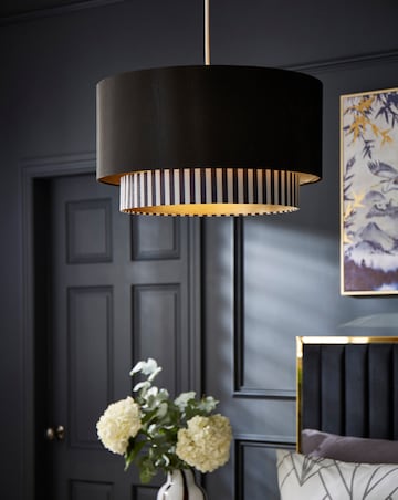 Joanna Hope Black & White Striped 2 Tiered Light Shade 50cm