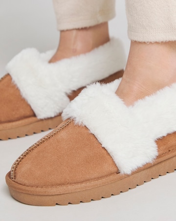 Alora Suede Warm Lined Full Back Slipper Wide E Fit