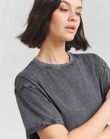 Acid Wash Cotton Jersey T-Shirt Dress