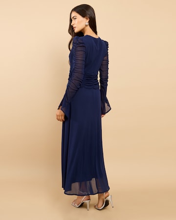 Little Mistress V Neck Navy Maxi Dress