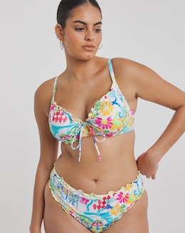 Positano Print Low Rise Lettuce Trim Bikini Bottoms
