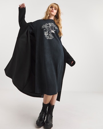 Acid Wash Rock Eagle Graphic Short Sleeve Midi T-Shirt Dress