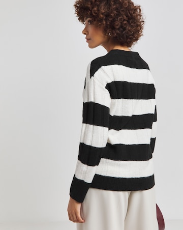 Mono Stripe Rib Crew Neck Jumper
