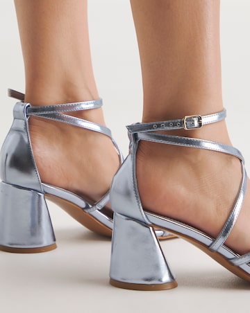 Elle Cross Ankle Strap Heeled Sandals - Wide Fit (E)