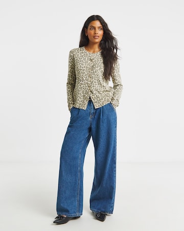 Eversoft Leopard Print Crew Neck Cardigan