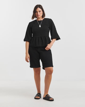 Simply Be Washed Black Authentic Denim Loose Mom Short
