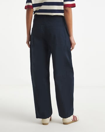 Navy Barrel Leg Trouser