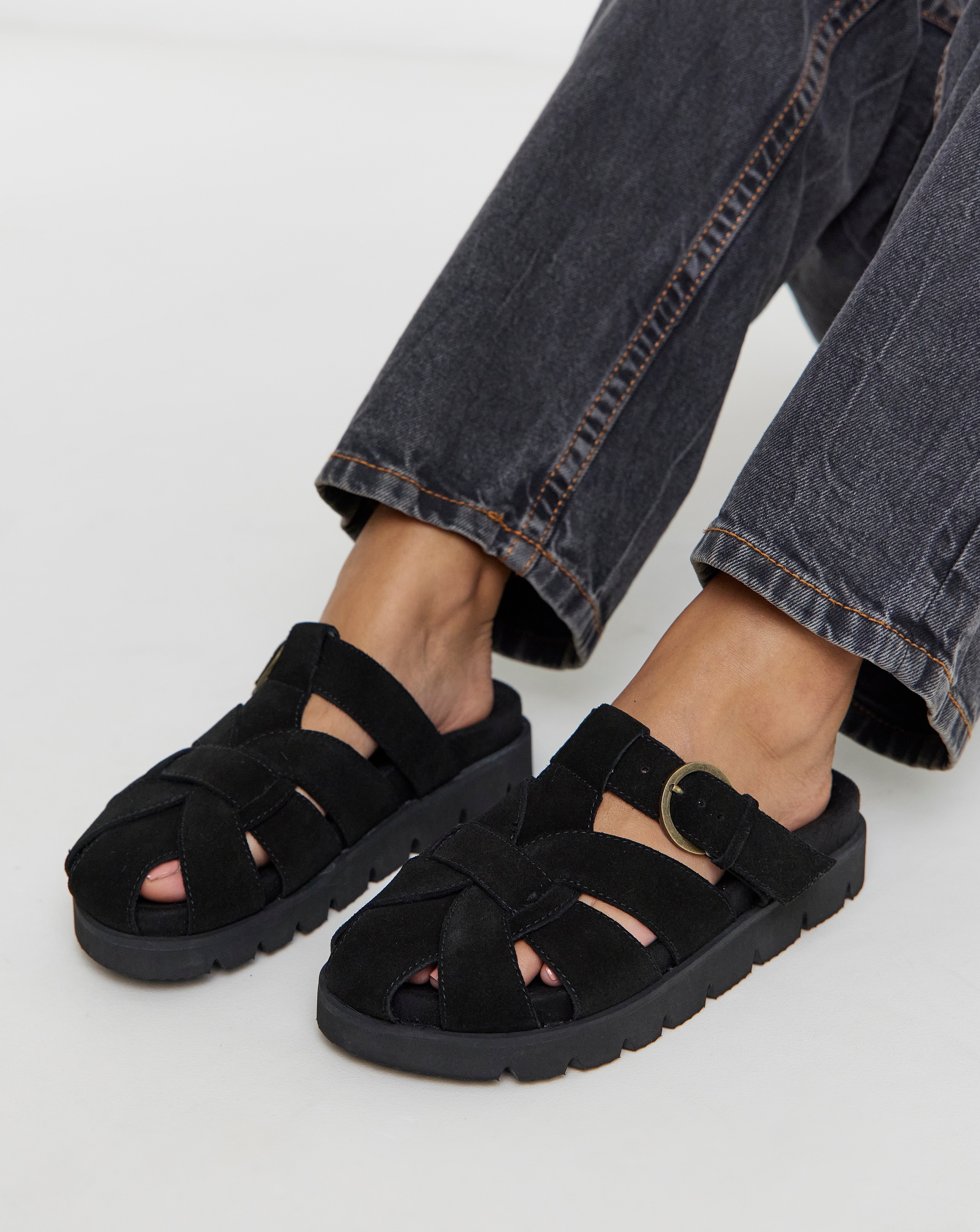 Aziza Suede Woven Closed Toe Mule Shoes - Extra Wide Fit (EEE