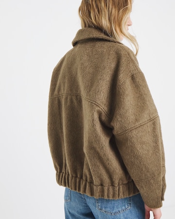 Simply Be Neutral Seamed Detail Faux Wool Bomber