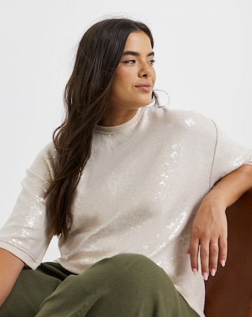 Cream Soft Touch Sequin Top