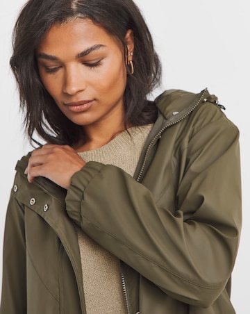 Simply Be Khaki Longline Rubberised Raincoat