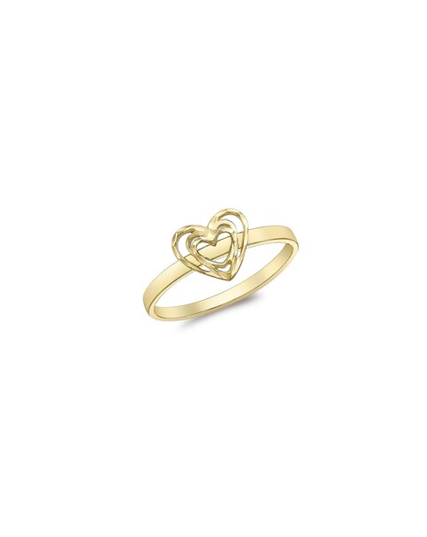 9ct Yellow Gold Diamond Cut Heart Ring