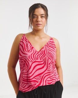 Pink Zebra V Neck Cami