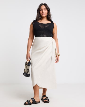 Natural Linen Wrap Midaxi Skirt