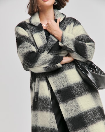 Brushed Mono Check Maxi Coat