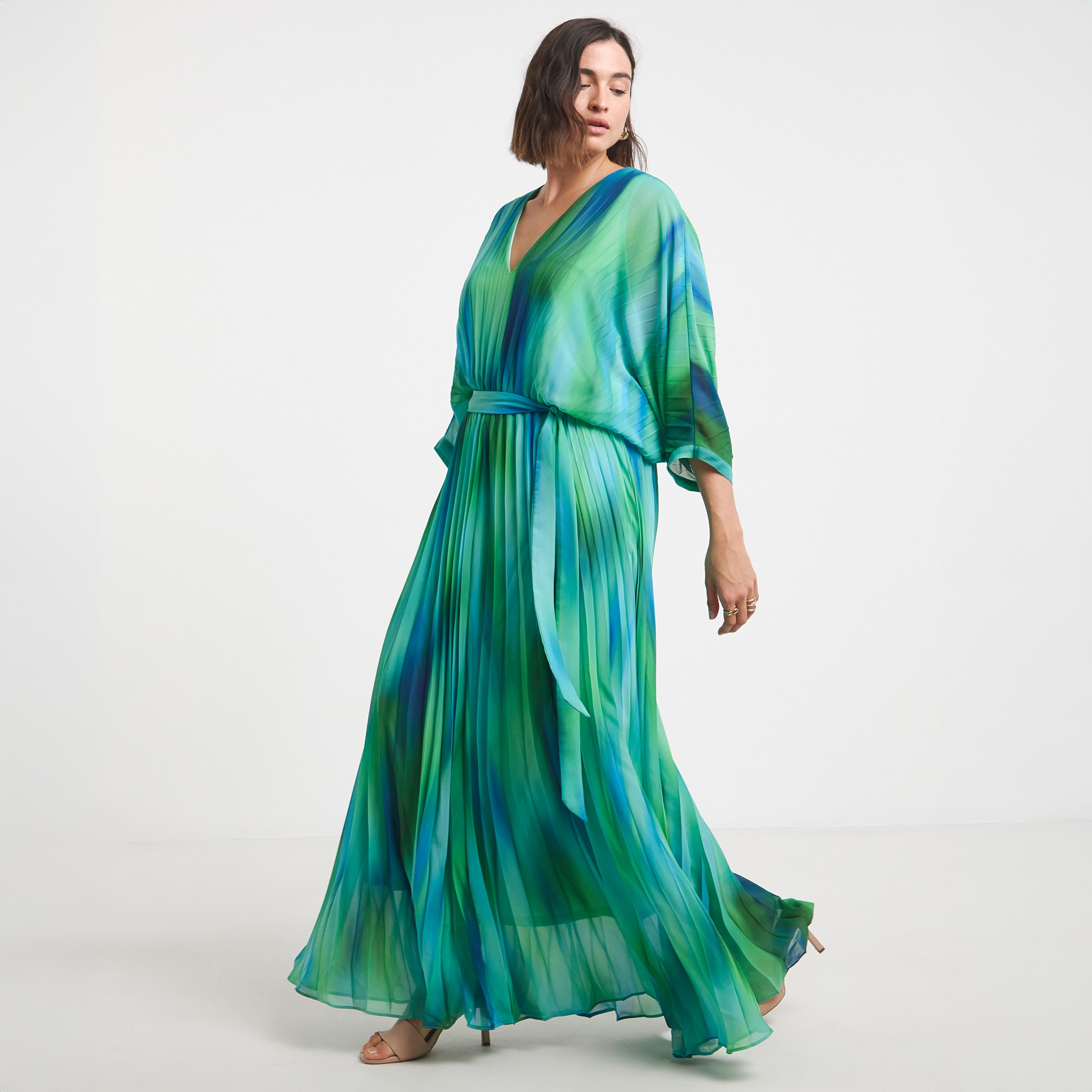 Green multi evening maxi dress