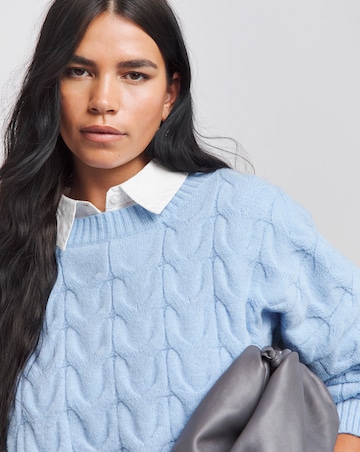 Light Blue Mid Weight Cable Knit Jumper