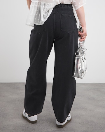 Washed Black Barrel Leg Jeans