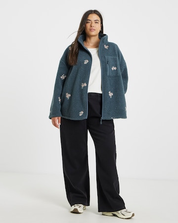 Simply Be Charcoal Bog Embroidered Floral Sweatshirt