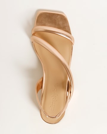 Avery Metallic Asymmetric Low Block Heeled Sandals - Extra Wide Fit (EEE)